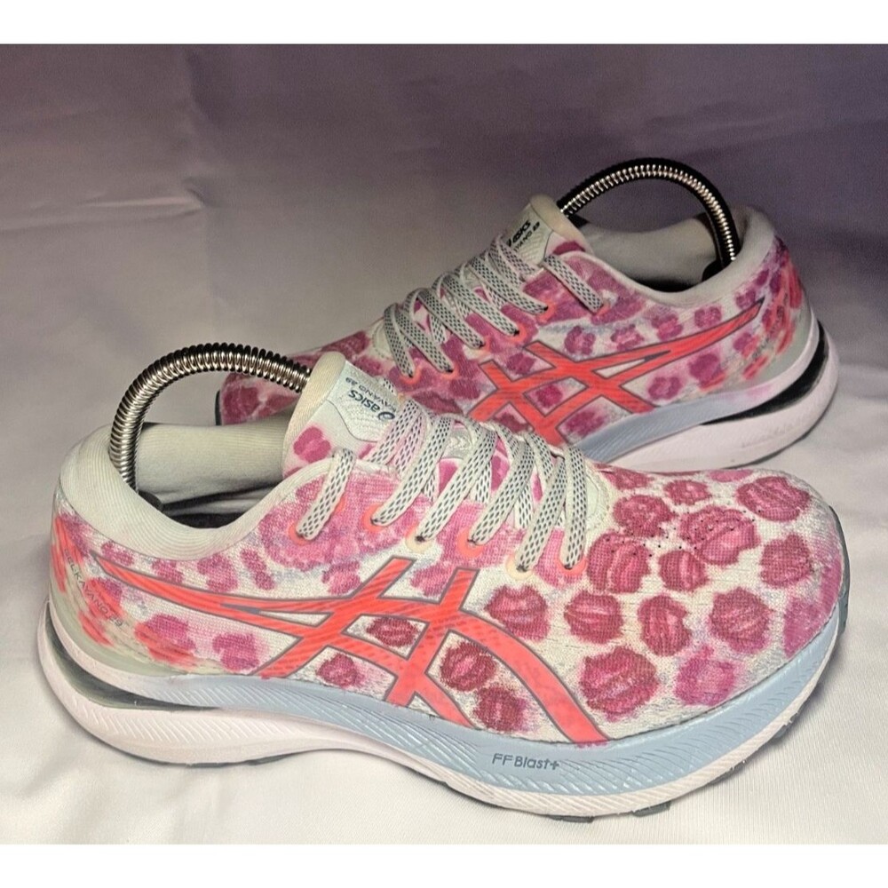 Custom Hand-Painted ASICS F 580622 Women's Running Shoes-Pink Lip Kisses Sz 6.5